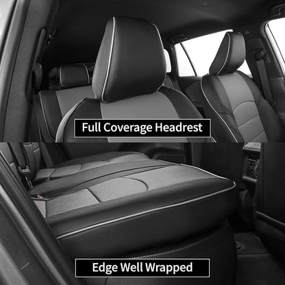 EKR Rav4 Seat Covers Custom Fit for Toyota Rav4 (Hybrid) SE/XSE & (PHEV) GR Sport 2026,Waterproof Car Seat Cover Full Set for SUV,Factory-Style Interior Upgrade,Faux Leather(Black/Gray)
