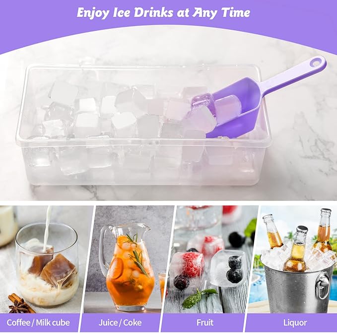 Silicone Ice Cube Tray with Leak-Proof Lid & Storage Bin