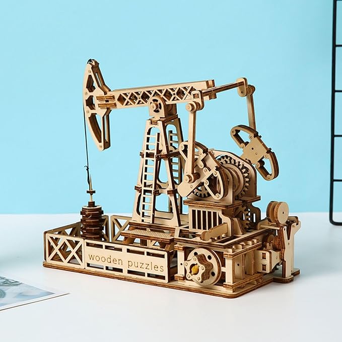 3D Wooden Puzzles Oilfield Oil Pump Model Kits, Brainteaser and Puzzle for Christmas/Birthday,Gifts for Adults and Teens to Build Combination