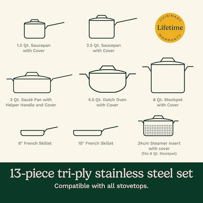 Cuisinart FCT-13 13-Piece Cookware Set French Classic Tri-Ply