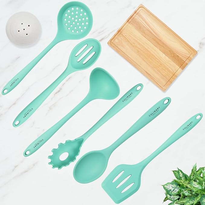 Culinary Couture Aqua Sky Silicone Cooking Utensils Set