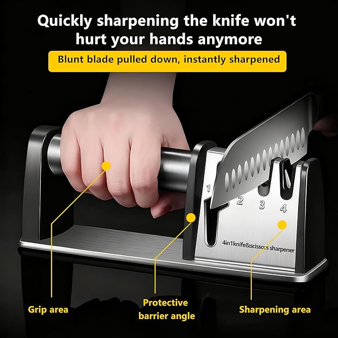 Knife Sharpeners, 4 in 1 Professional Chef's Kitchen Knife Accessories