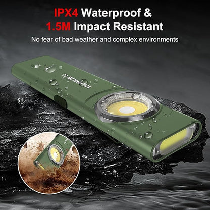 klarus E5 Pocket Flashlight, Rechargeable EDC Flashlight, Super Slim 4.2x1x0.3inch, 600 Lumens, USB-C Port, IPX4, Dual Light Source with Magnetic Base, Hat & Clothes Clip