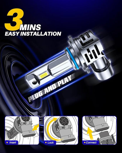 AUTOONE 9005 Bulb, 10 Times Brighter 40000LM 9005 HB3 Bulb, 3 Min Quick Install, 20 Years Lifespan, No Flicker
