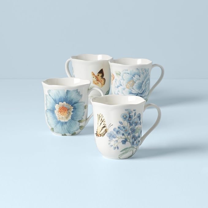 Lenox 833418 Butterfly Meadow Blue 4-Piece Mug Set