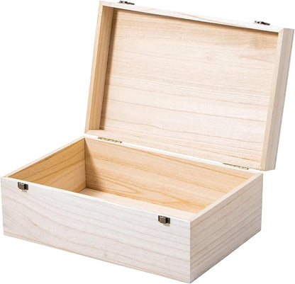 Wooden Storage Box with Hinged Lid and Front Clasp, 14''x9.4''x5.9'' Large Wood Storage Box Boxes Wood Gift Boxes for Crafts Art Hobbies and Valentine's Day Decoration