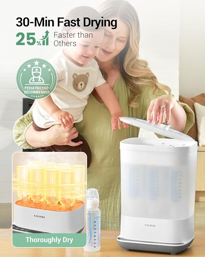 HAUTURE Bottle Sterilizer and Dryer, 6-in-1 Baby Bottle Sterilizer, 10 Bottles