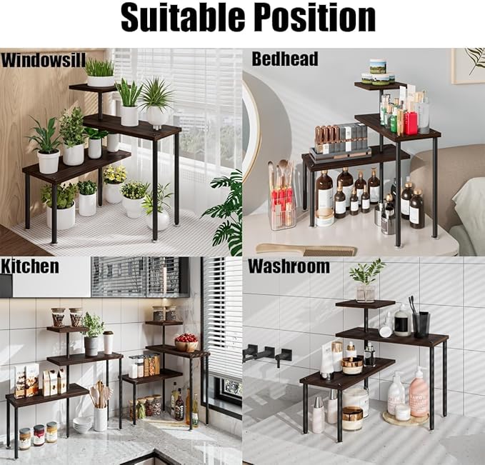 Countertop Organizer Organization 3 Tier Kitchen Corner Shelves Adjustable
