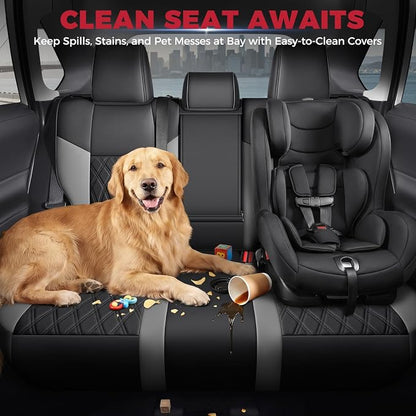 FREESOO Custom Seat Covers for Toyota RAV4 2019 2020 2021 2022 2023 2024 2025 Hybrid XLE LE Limited XLE Premium, RAV4 Leather Car Seat Covers Interior, RAV 4 SUV Accessories Full Set, BlackGrey