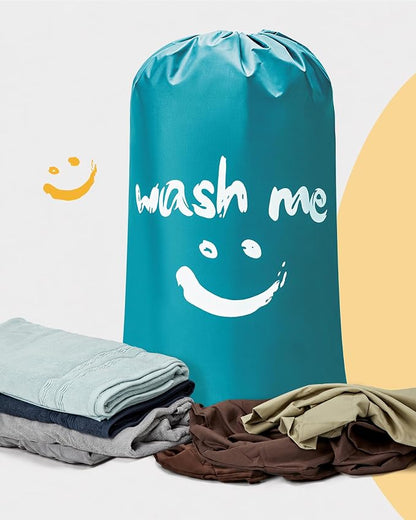 HOMEST XL Laundry Bag 28" x 40", Extra Large Dirty Clothes Organizer Holds 3-4 Loads, Machine Washable Drawstring Laundry Bag for Dorm, Camp, Laundromat, Family, Travel, Sky Blue