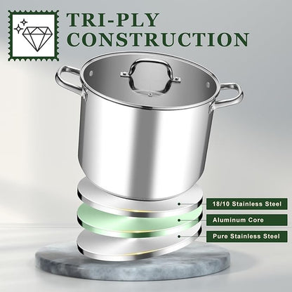 Leonyo Stainless Steel Stock Pot, 24QT Large Pot