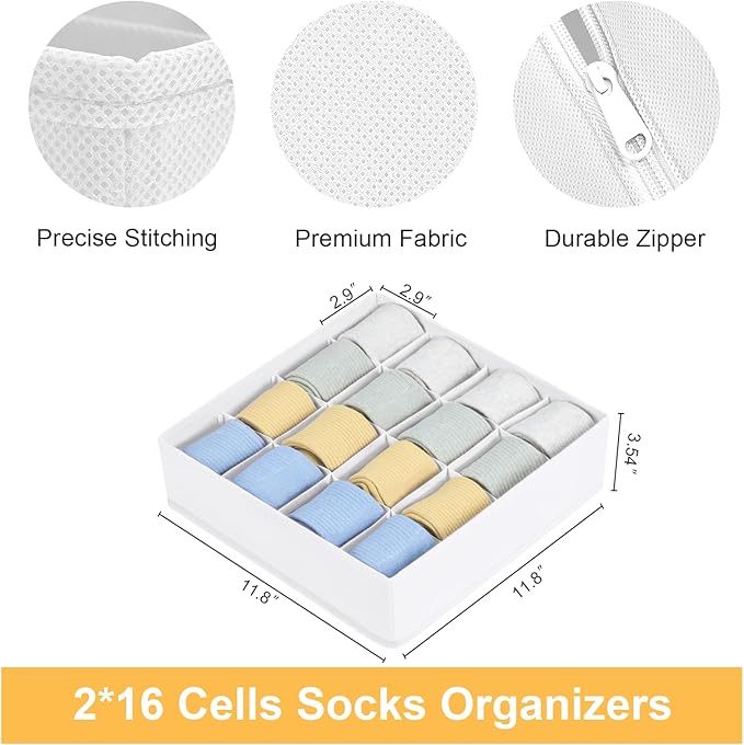 Joyoldelf Sock Drawer Organizer Divider, 16-Cell Underwear Organizers and
