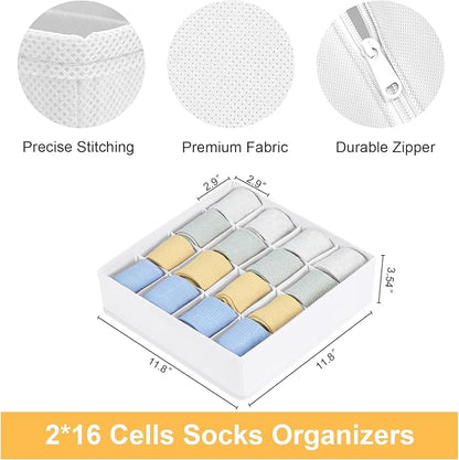Joyoldelf Sock Drawer Organizer Divider, 16-Cell Underwear Organizers and