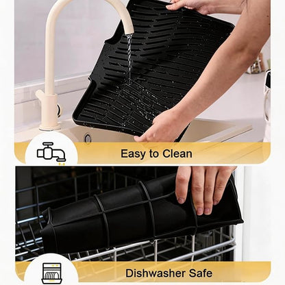 Silicone Dish Drying Mat for Kitchen Counter Sink, Non-Slip dish drying Pad