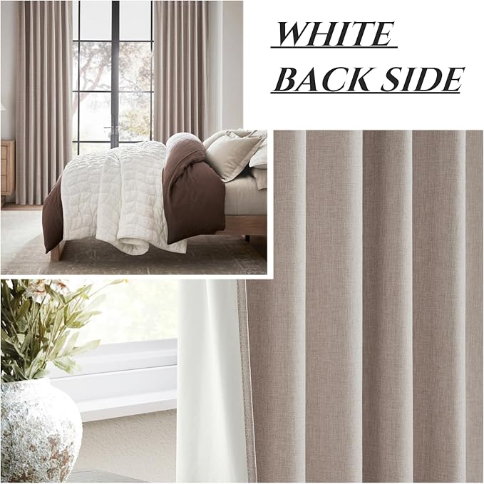 100 Inch Extra Wide Curtains Linen Farmhouse Insulated Thermal Draps