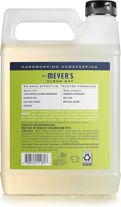 MRS. MEYER'S CLEAN DAY Lemon Verbena Dish Soap (48 Fl Oz) and Hand Soap Refill (33 Fl Oz) Bundle