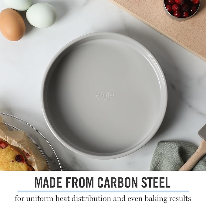 Martha Stewart Gallen 8 Inch Round Nonstick Carbon Steel Cake/Bake Pan