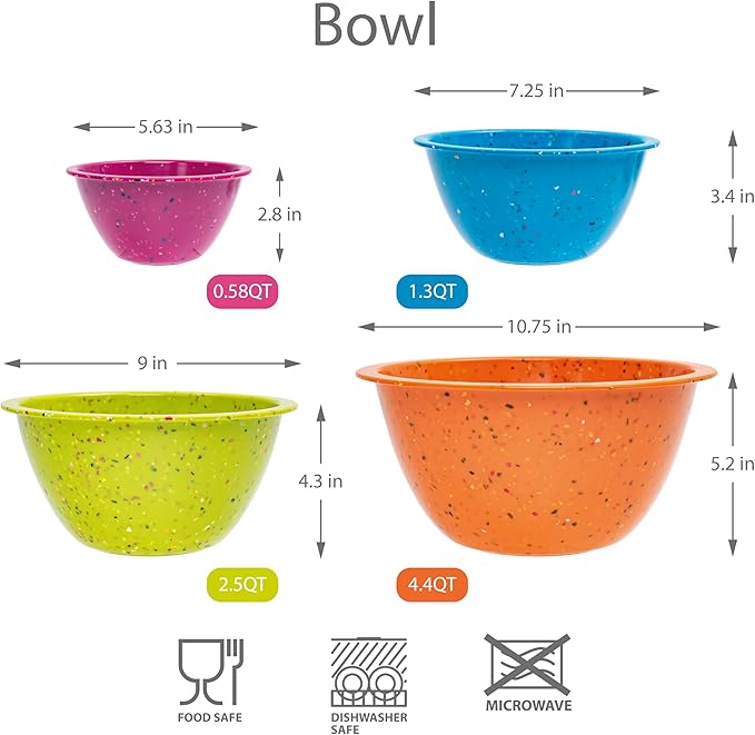 bzyoo Confetti Nesting Mixing Bowls Set