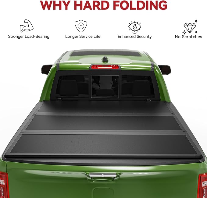 YITAMOTOR FRP Hard Tri-Fold Truck Bed Tonneau Cover Compatible with Dodge Ram 1500 2009-2024 (19-24 Classic ONLY), 5.7 ft Bed Without Rambox