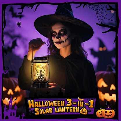 Halloween Decorations Gifts for Women/Men Halloween Skeletons Solar Lanterns Skeleton Decorations Outdoor Lights Solar Garden for Yard, Patio,Backyard,Porch Torches Light