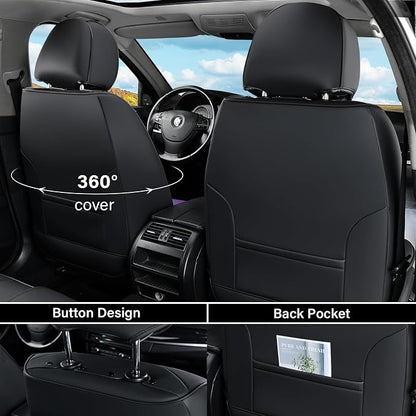 Coverado Car Seat Cover Full Set, Purple Seat Covers Front Seats Back Seat Covers, Nappa Leather Waterproof, Car Seat Cushion, Car Seat Protector Universal Fit Most Cars