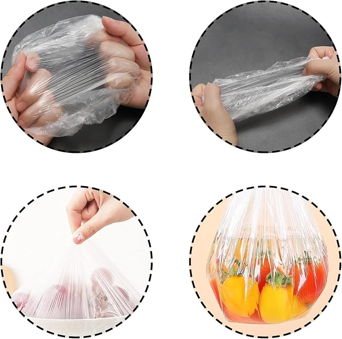 300 Pcs Plastic Bowl Covers Stretch Edging Disposable Food Covers Flexible