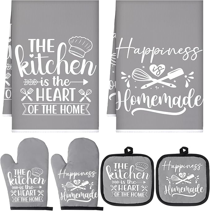 Sratte 6 Pcs Kitchen Decor Accessories Set Farmhouse Towels Pot Holders Oven