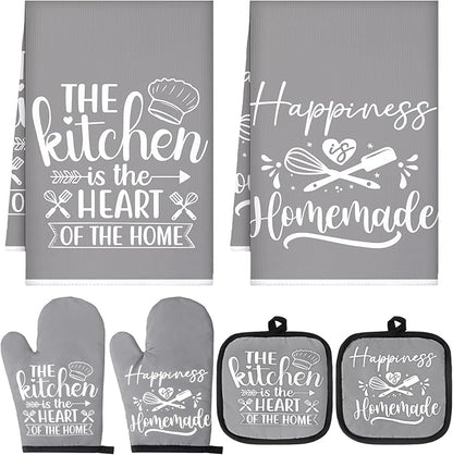Sratte 6 Pcs Kitchen Decor Accessories Set Farmhouse Towels Pot Holders Oven