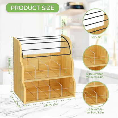 LASZOLA Bamboo Tea Bag and Coffee Holder Organizer