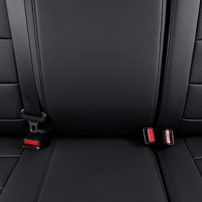 EKR Custom Fit Tacoma Rear Car Seat Covers for Toyota Tacoma (Petrol) 2024 2025 2026 Double cab SR/SR5/TRD Sport/TRD Off-Road/Limited - Second Row Only,Faux Leather(Black)