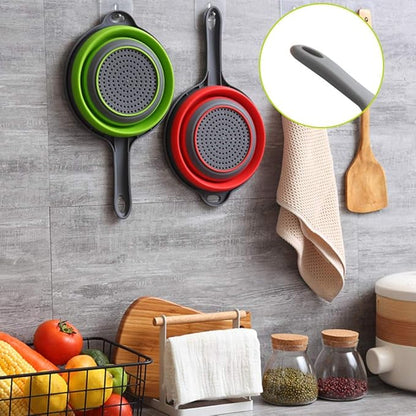 2 Pack Kitchen Foldable Silicone Strainer Colanders, Collapsible Colanders