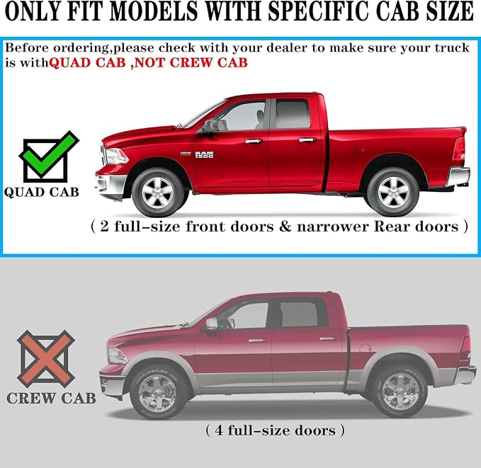 COMNOVA 6 Inch Running Boards Compatible with 2002-2008 Dodge Ram 1500 Quad Cab,2003-2009 Ram 2500 3500 Quad Cab, Non-Slip Plastic Pads Step Bars, Nerf Bars Steps Made with Stainless Steel.