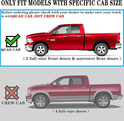 COMNOVA 6 Inch Running Boards Compatible with 2002-2008 Dodge Ram 1500 Quad Cab,2003-2009 Ram 2500 3500 Quad Cab, Non-Slip Plastic Pads Step Bars, Nerf Bars Steps Made with Stainless Steel.