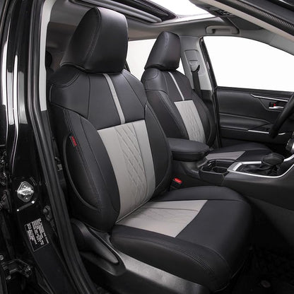 EKR Corolla Car Seat Covers Full Set Custom Fit for Toyota Corolla 2020 2021 2022 XSE/XSE Apex,Leather Car Seat Cover-Faux Leather(Black+Light Gray)
