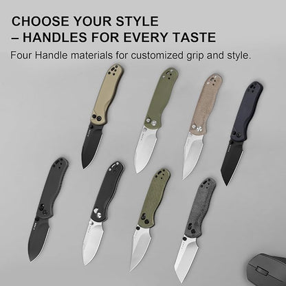 Kizer Drop Bear 2 Pocket Knife, 2.92" Nitro-V Drop Point Blade Folding Knife with Tan Aluminum Handle, Button Liner Lock EDC Knives with Jimping on Spine for Men Women V3619.2CD1