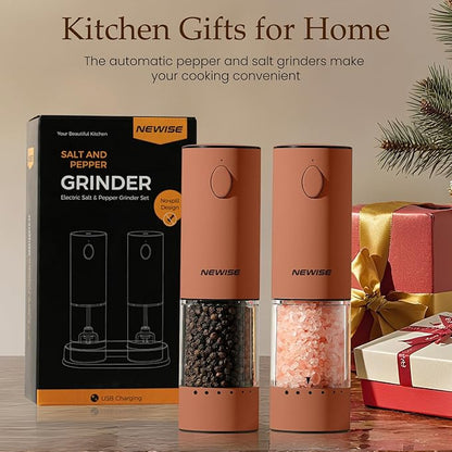 Newise Electric Salt and Pepper Grinder Set Rechargeable