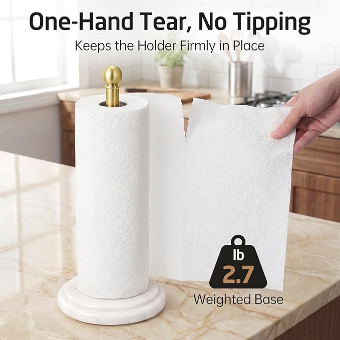 KES Brushed Gold Marble Paper Towel Holder Countertop