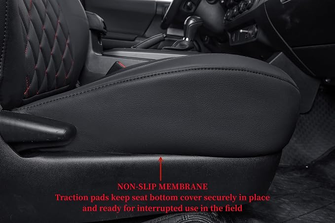 coverdream Tacoma Seat Covers Custom Fit for 2005-2011 Toyota Tacoma Double Cab/Crew Cab(TRD Sport Seats),Fully Covered Faux Leather Seat Protector-Full Set(Black & Diamond)
