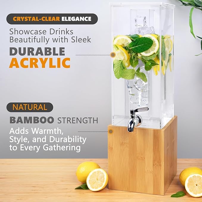 ACRYLIC Drink Dispenser- 1.25 GALLON Beverage Dispenser