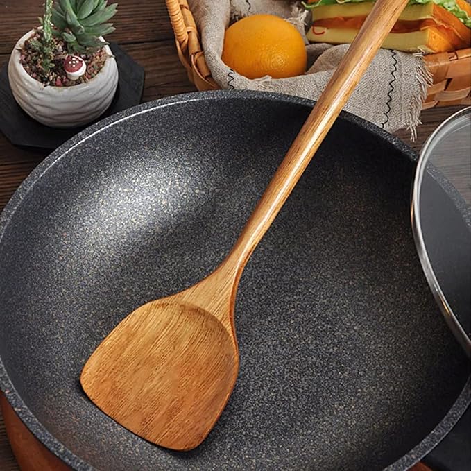 Wooden Spatula, Slotted Turner, Soup Ladle, Long Handle Utensils Set, Handmade