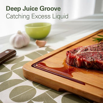 Zarler Bamboo Cutting Boards for Kitchen, 3 Piece Durable Wood Cutting Board