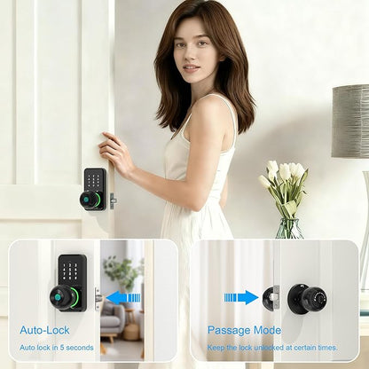 Smart Door Lock with Knob, LinkThai Keyless Entry Fingerprint Lock with