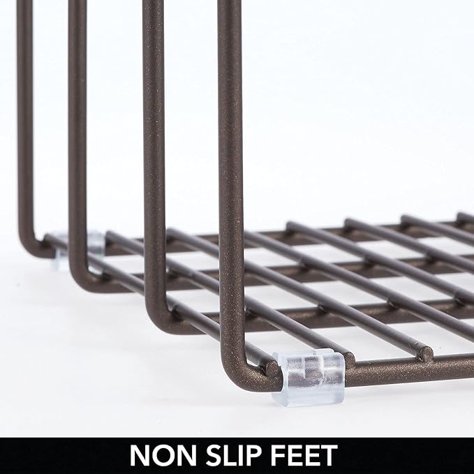 mDesign Steel Storage Tray Organizer Rack