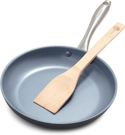 GreenPan Lima Hard Anodized 10" Frying Pan Skillet, Wood Spatula, Ceramic