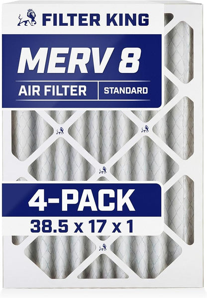 Filter King 38.5x17x1 Air Filter | 4-PACK | MERV 8 HVAC Pleated A/C Furnace