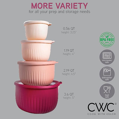 COOK WITH COLOR Prep Bowls with Lids- Wide and Deep Nesting Plastic Small