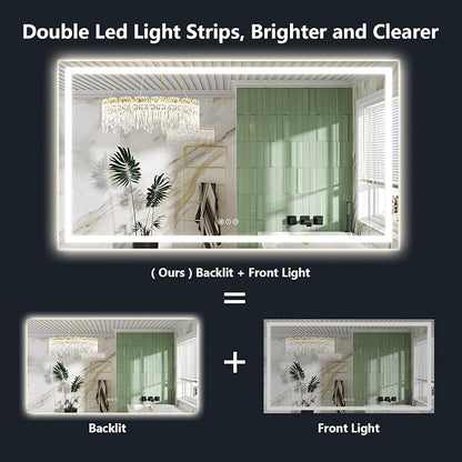 YEELAIT 66x40 Inch LED Bathroom Mirror