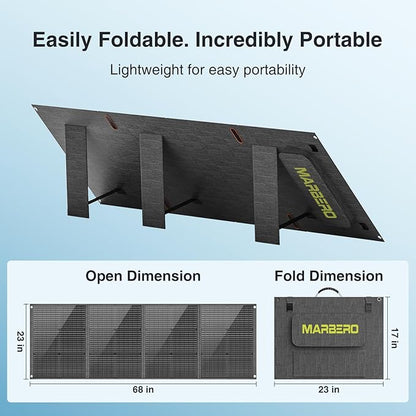 MARBERO 200W Portable Solar Panel for Power Station & DC Devices 200 Watt Foldable Solar Charger >23% High Efficiency IP68 Waterproof Compatible with Solar Generator for Camping RV Outdoor Cloudy