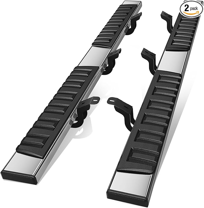 Auto Dynasty Running Boards for 2007-2021 Toyota Tundra Crew Max Cab, Stainless Steel Side Step Rail Nerf Bars, 6.75" Step Bar, Polished Chrome