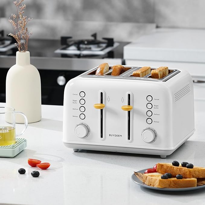 BUYDEEM DT640 4-Slice Toaster, Extra Wide Slots, Stainless Steel